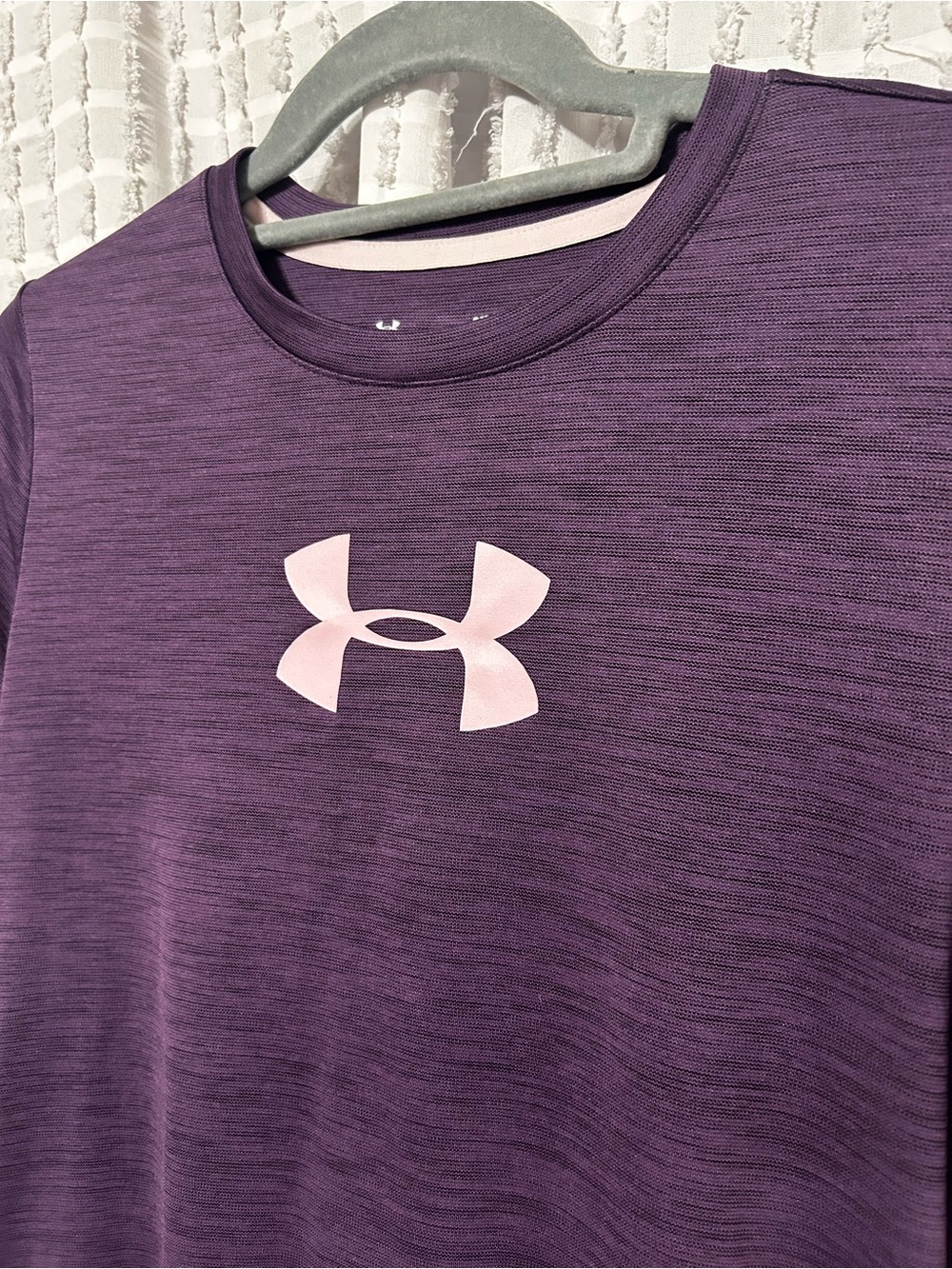 Under Armour Purple Heather Tee with Light Pink Logo
